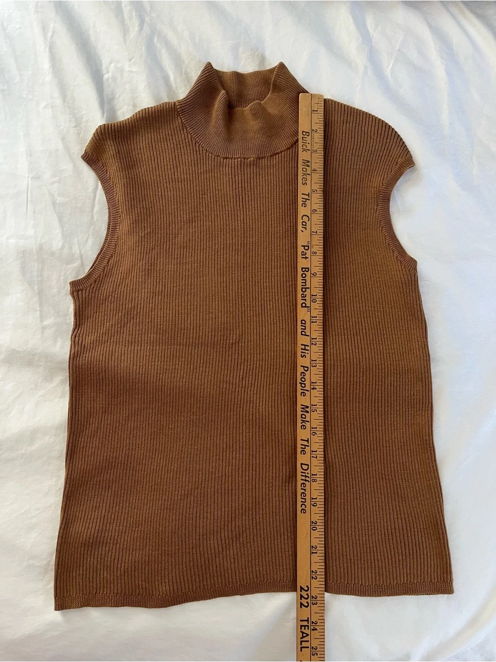 Coldwater Creek Silk Cotton Ribbed Mock Neck Sweater - Medium - Camel